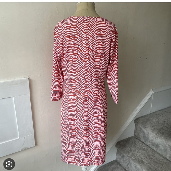 J. McLaughlin Sophia Orange & White Radio Waves Catalina Sheath Dress Small - Picture 3 of 5